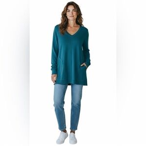 Soft Surroundings Soft Teal Athleisure Tunic Top Size Large